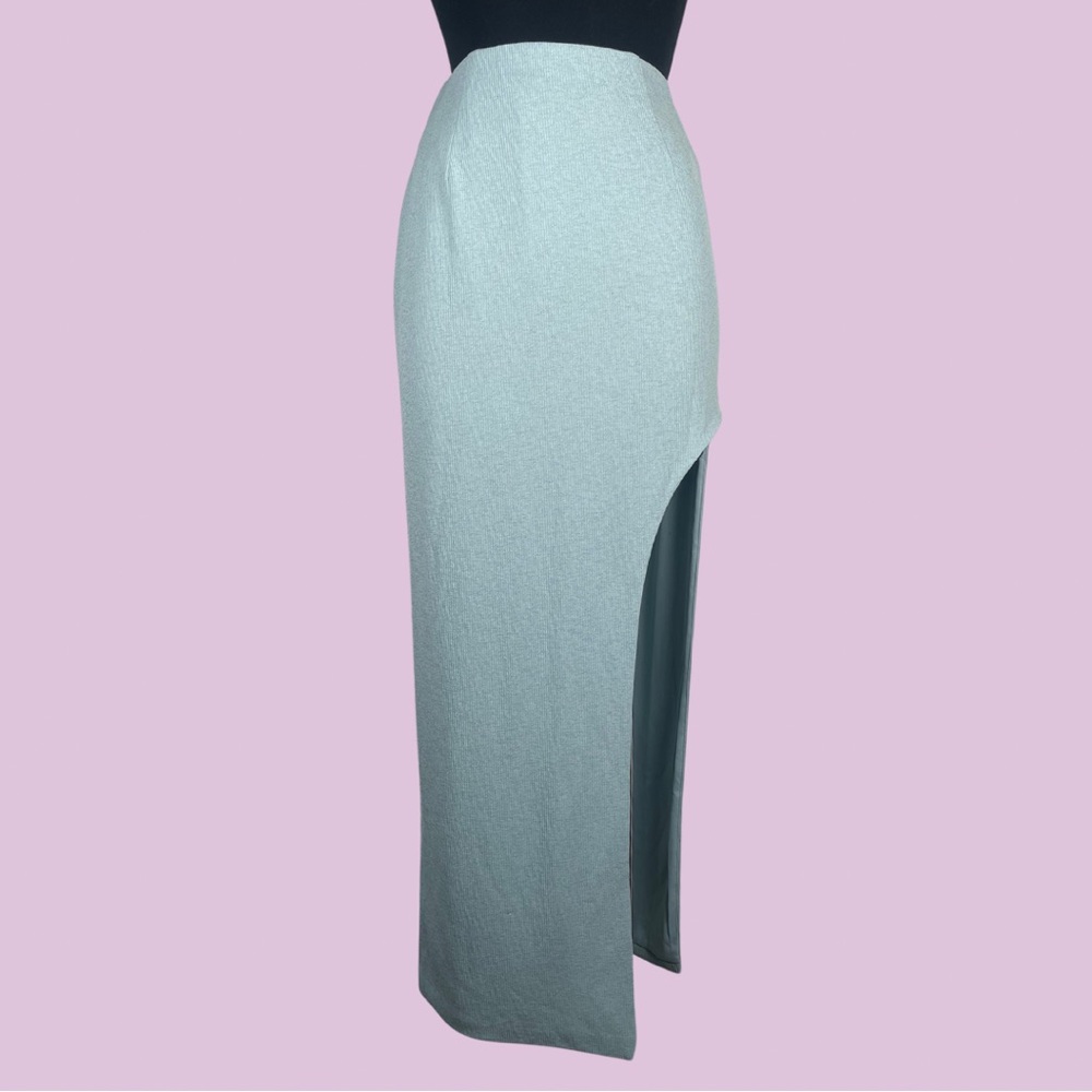 Sky Blue Maxi Skirt w/ High Slit